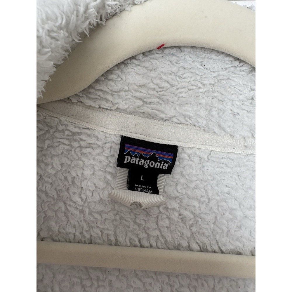 Patagonia Women's White Fleece Zip Jacket Mid-Length Long Sleeve Outdoor Size L - Picture 4 of 6